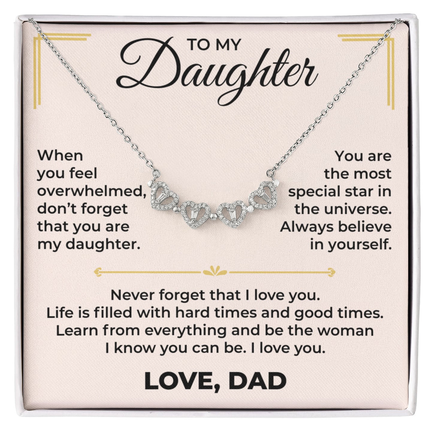 Magnetic Hearts Necklace - To My Daughter "Never Forget That I Love You"