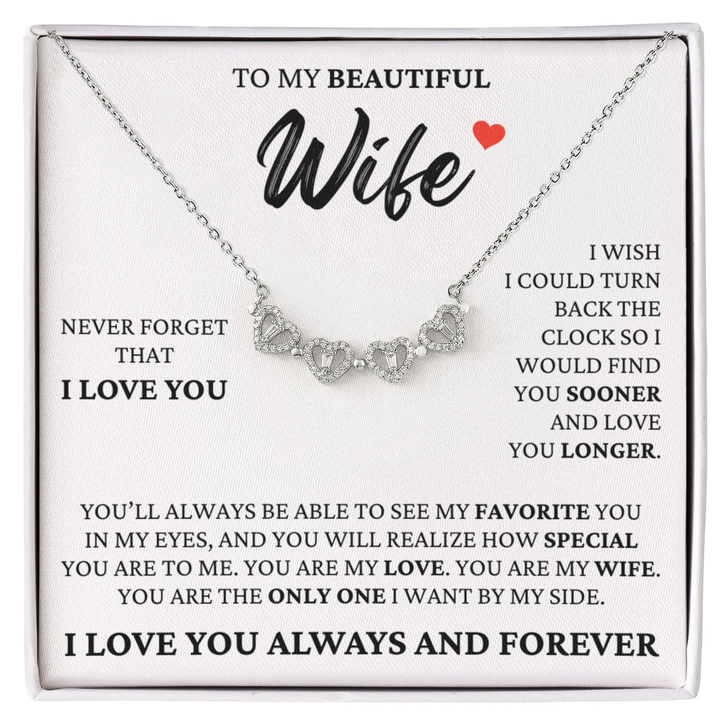 Four Heart Necklace - To My Beautiful Wife "My Favorite You"
