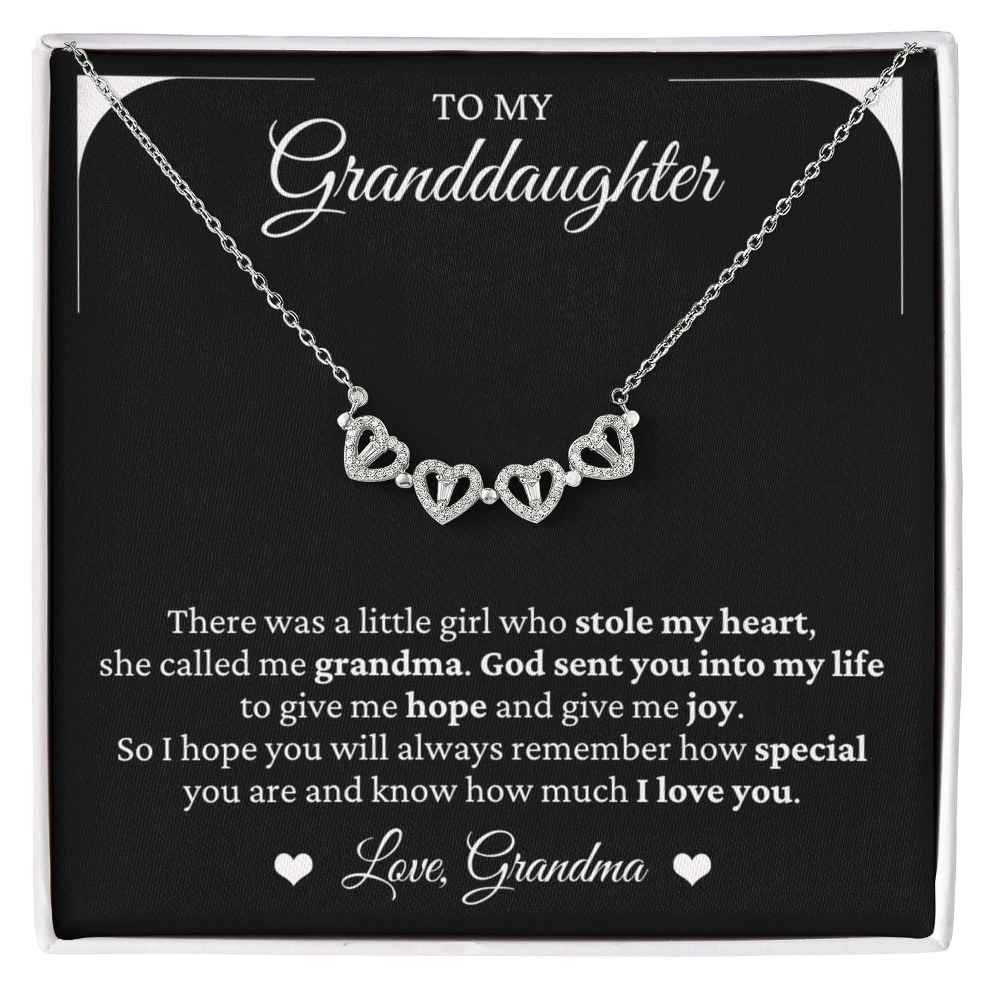 Four Heart Necklace - To My Granddaughter "God Sent You Into My Life"