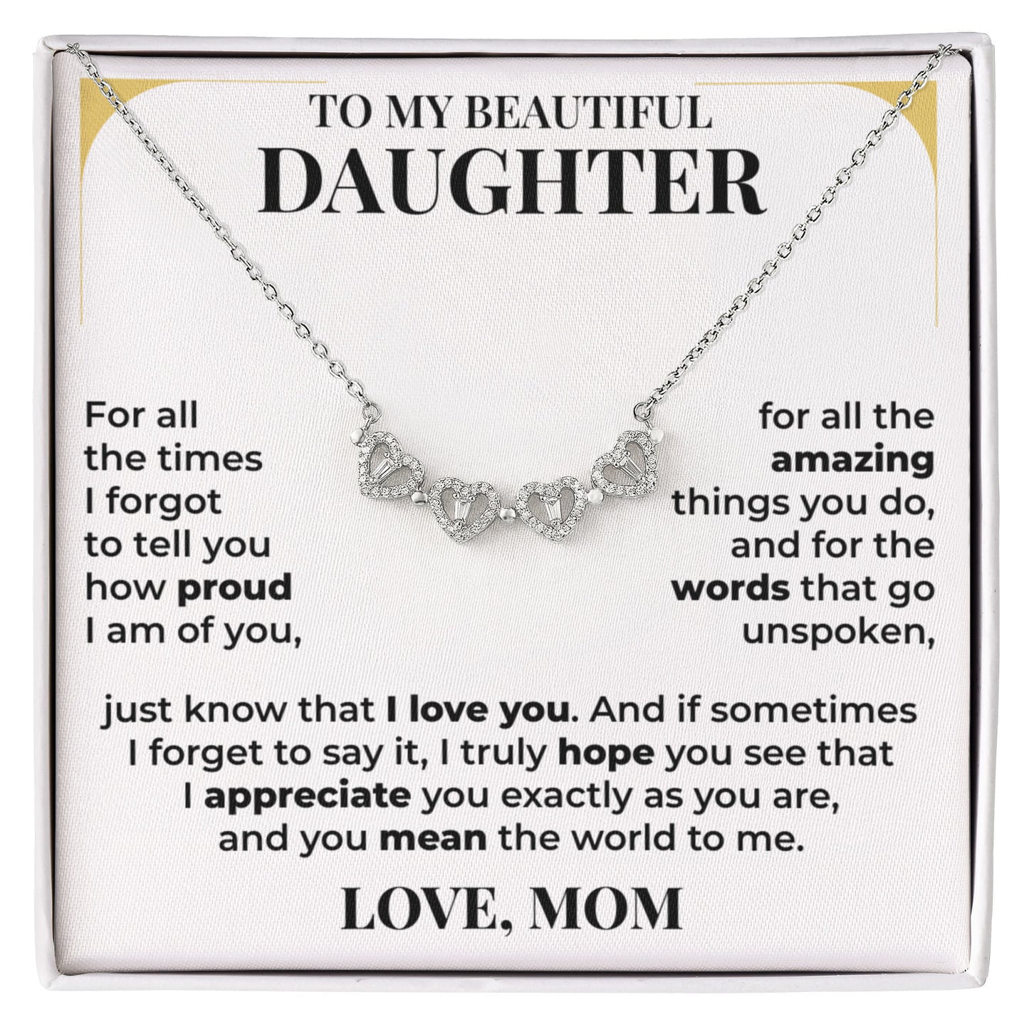 Magnetic Hearts Necklace - To My Daughter "I Love You"