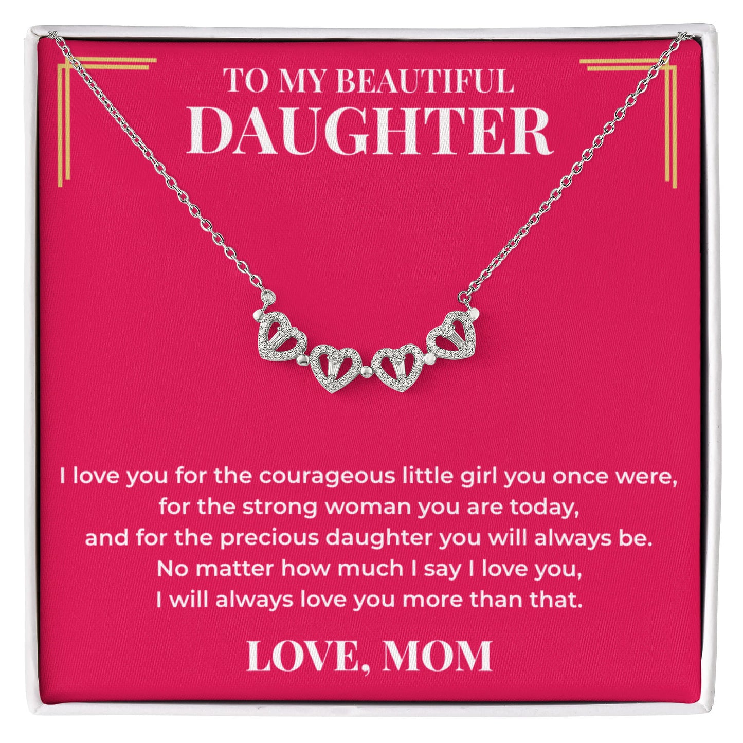 Magnetic Hearts Necklace - To My Beautiful Daughter "I Love You"