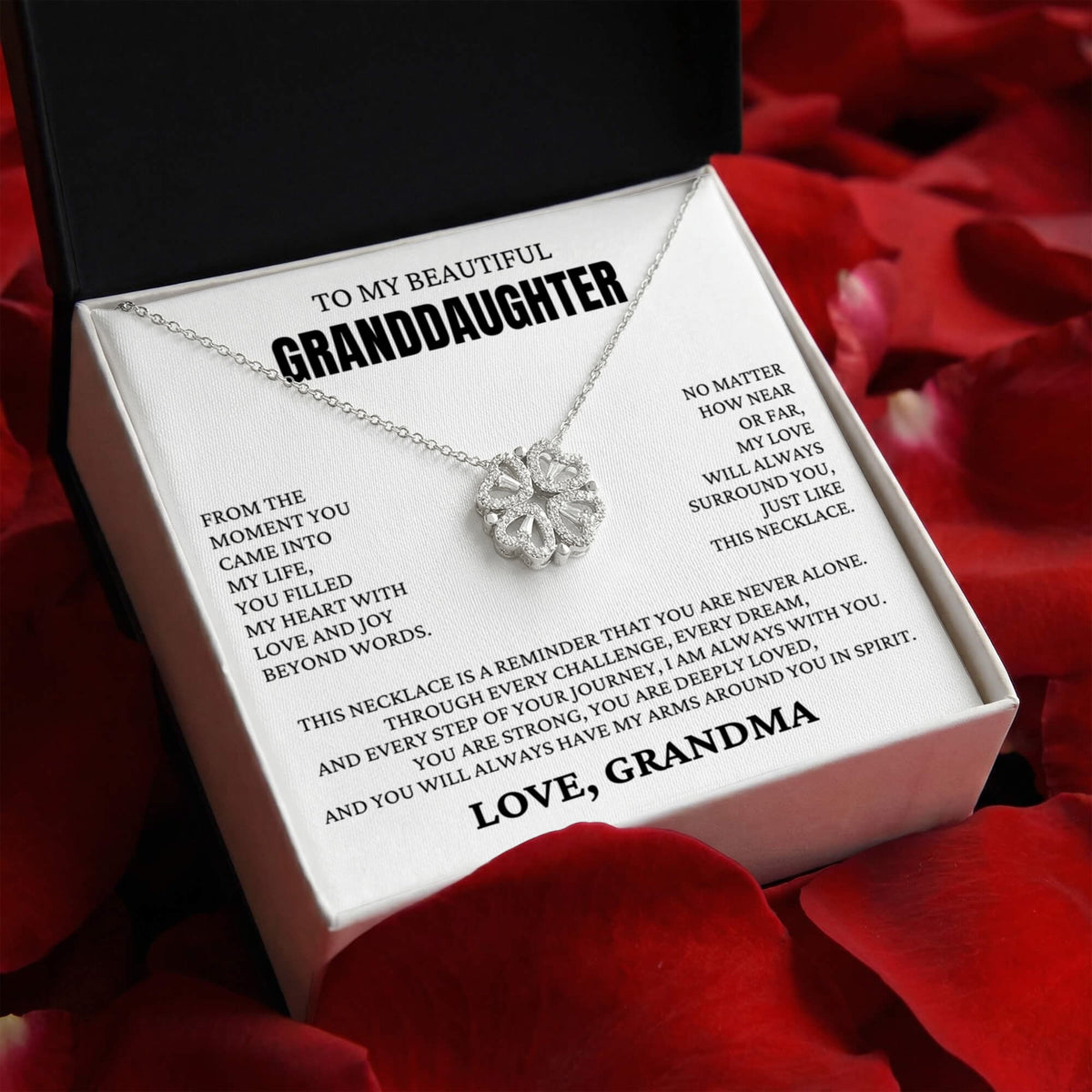 Four Heart Necklace - To My Beautiful Granddaughter "You Are Never Alone"