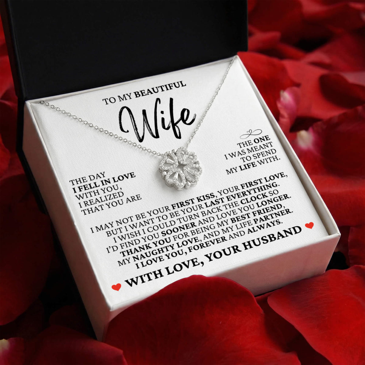 Four Hearts Necklace - To My Beautiful Wife "Thank You for Being My Best Friend"