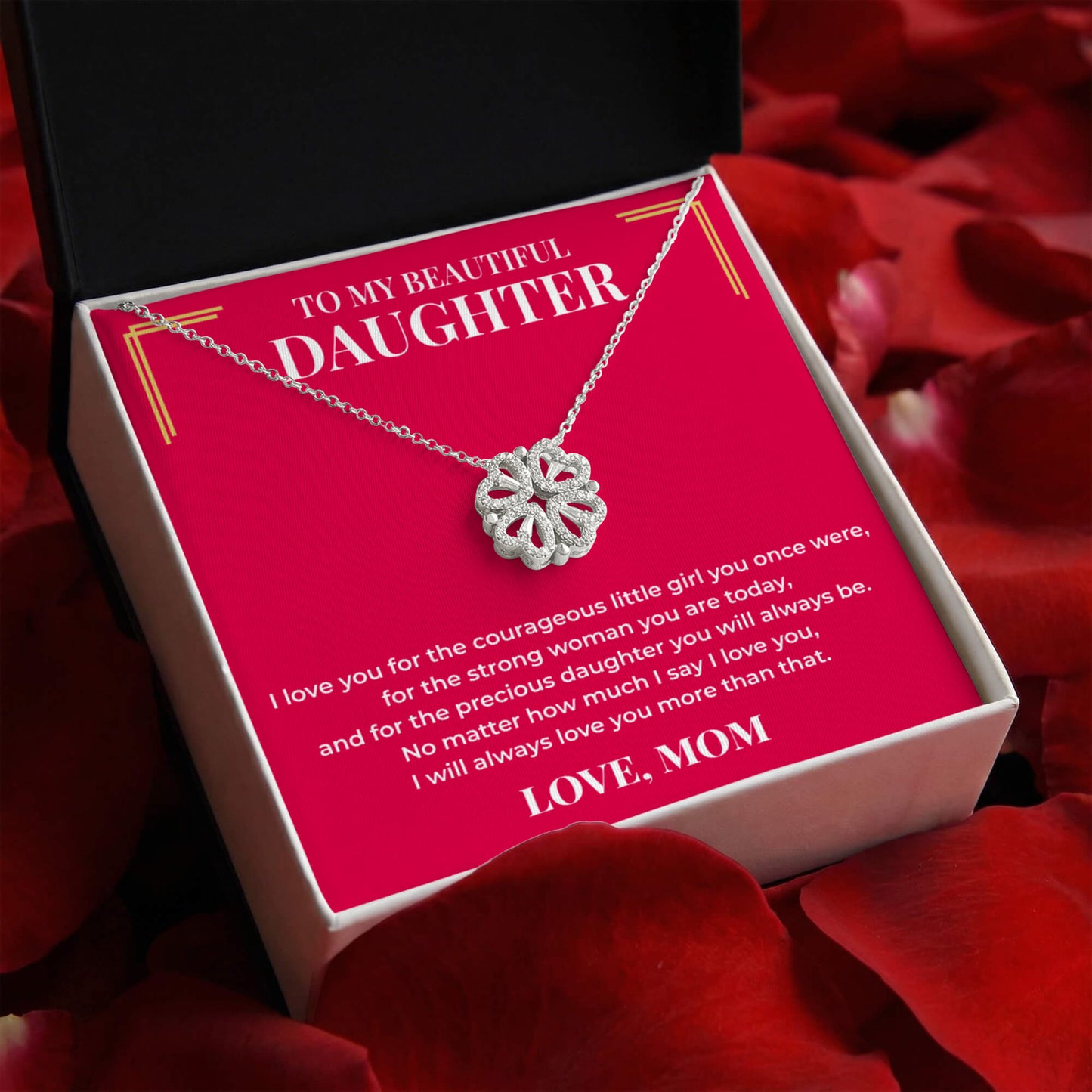 Magnetic Hearts Necklace - To My Beautiful Daughter "I Love You"
