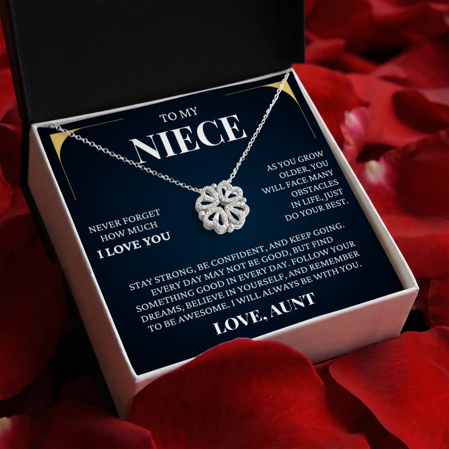 Four Heart Necklace - To My Niece "Keep Going"