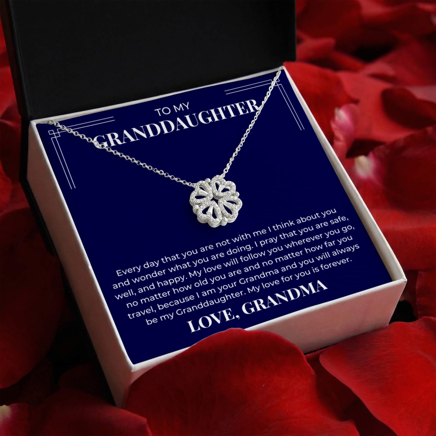 Four Heart Necklace - To My Granddaughter "My Love for you is Forever"