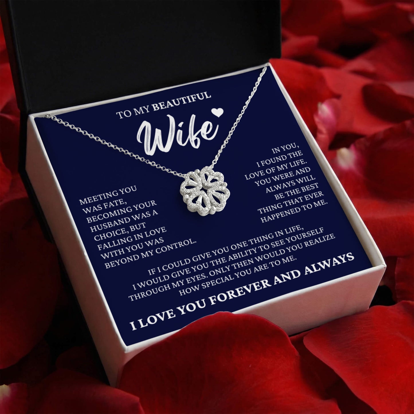 Four Heart Necklace - To My Beautiful Wife "Meeting You Was Fate"