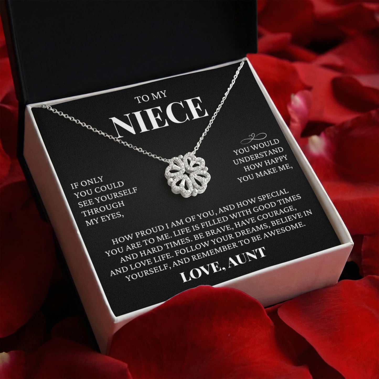 Four Heart Necklace - To My Niece "Follow Your Dreams"