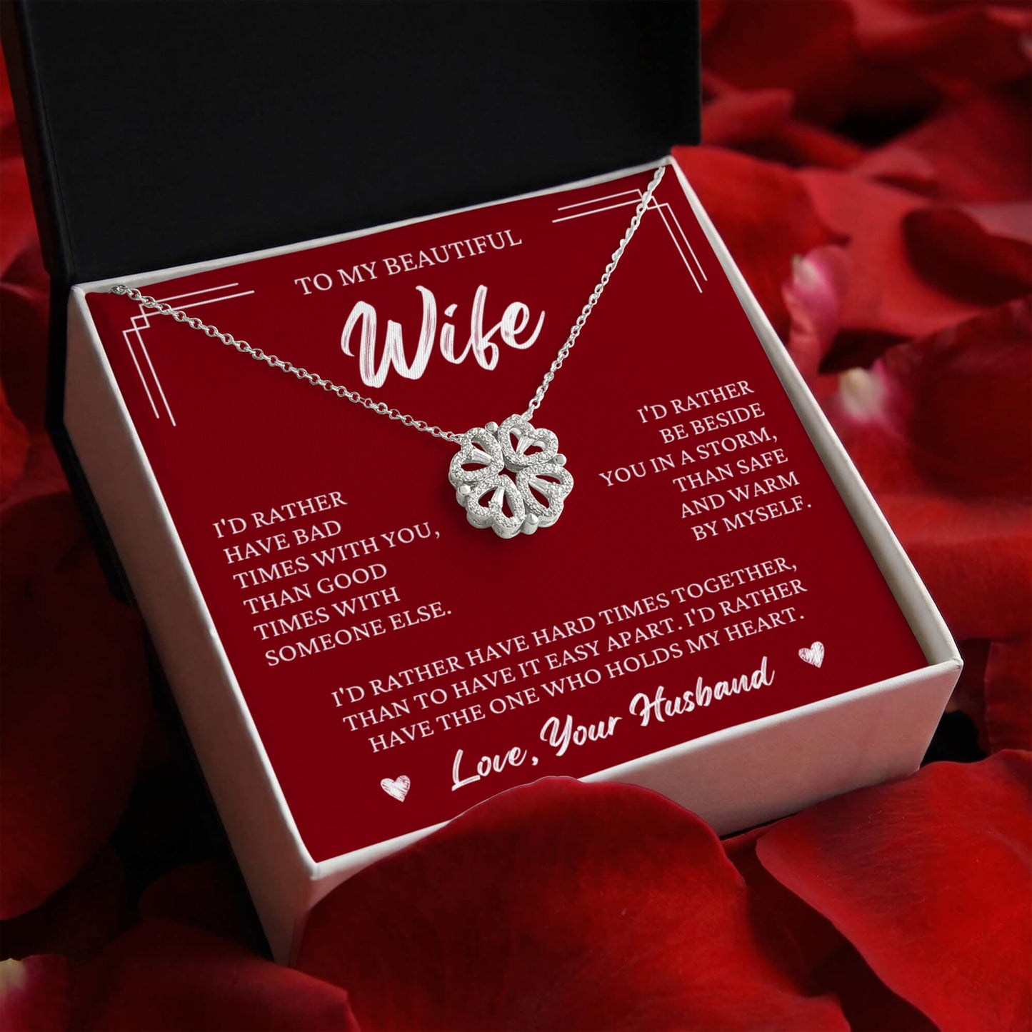 Four Heart Necklace - To My Beautiful Wife