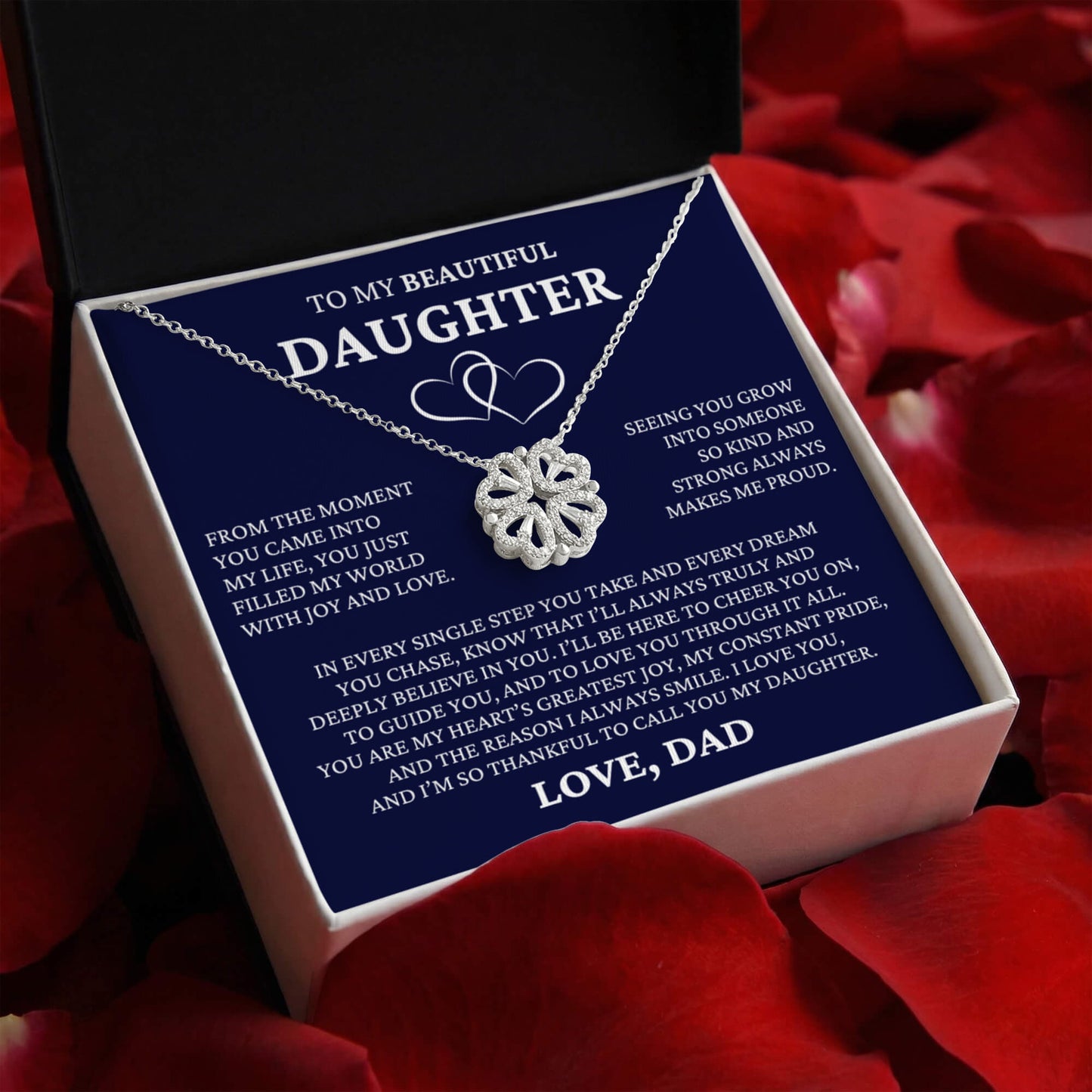 Four Heart Necklace - To My Beautiful Daughter "I Love You"
