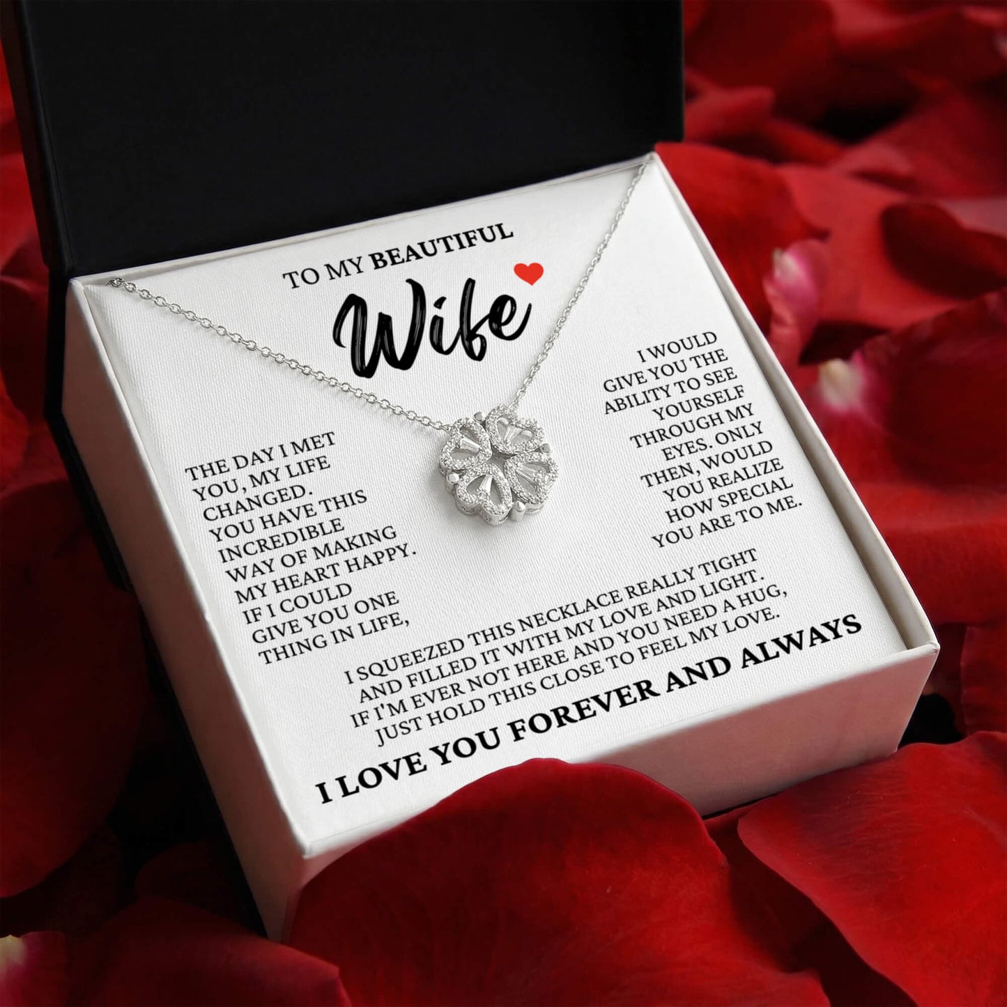 Four Heart Necklace - To My Beautiful Soulmate "I Love You Forever and Always"