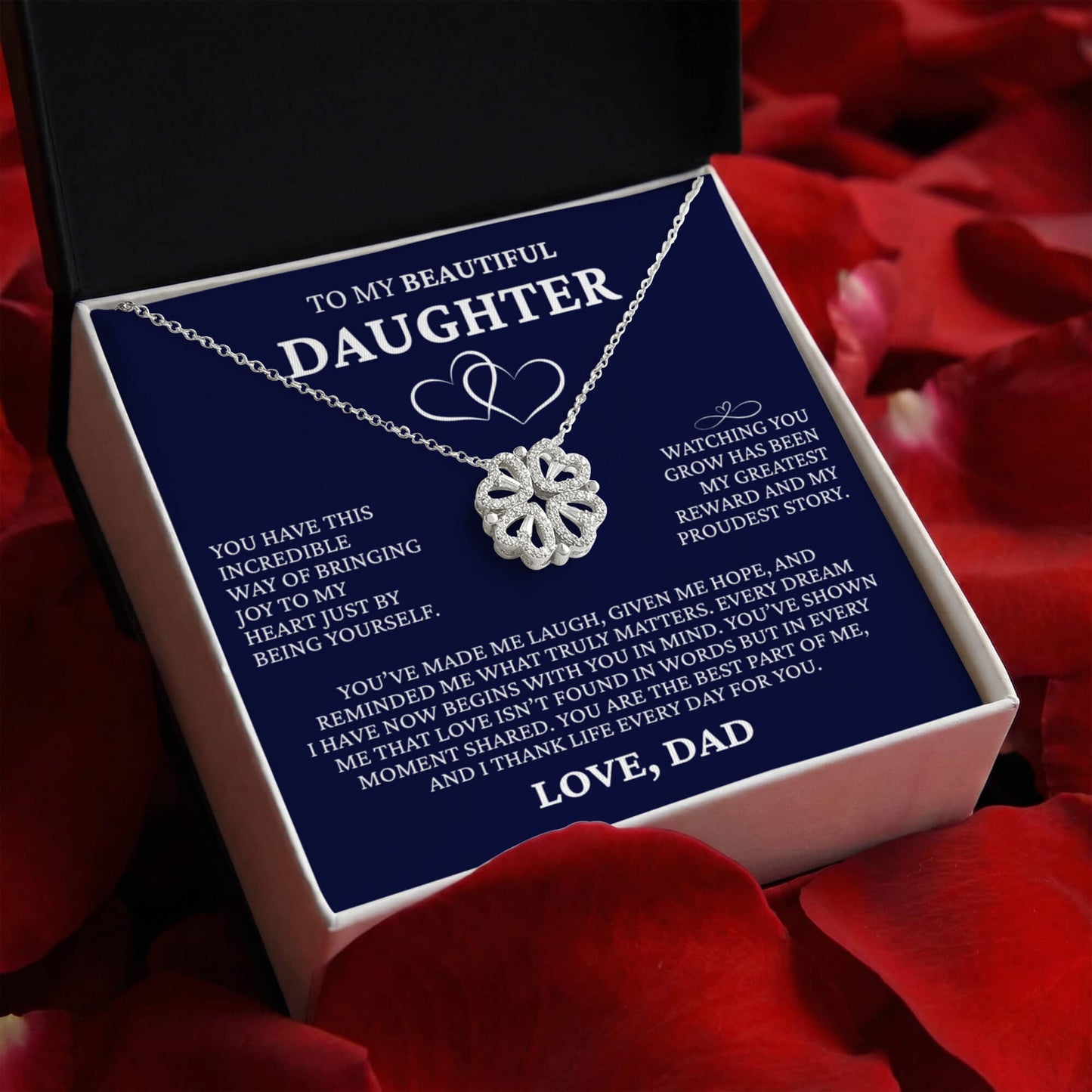 Four Heart Necklace - To My Beautiful Daughter "You Are The Best Part of Me"