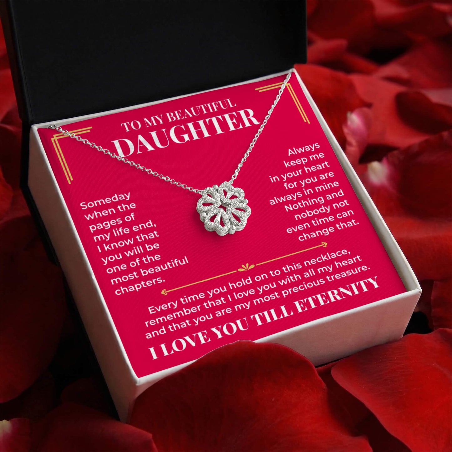 Magnetic Hearts Necklace - To My Beautiful Daughter "Always Keep Me In Your Heart"