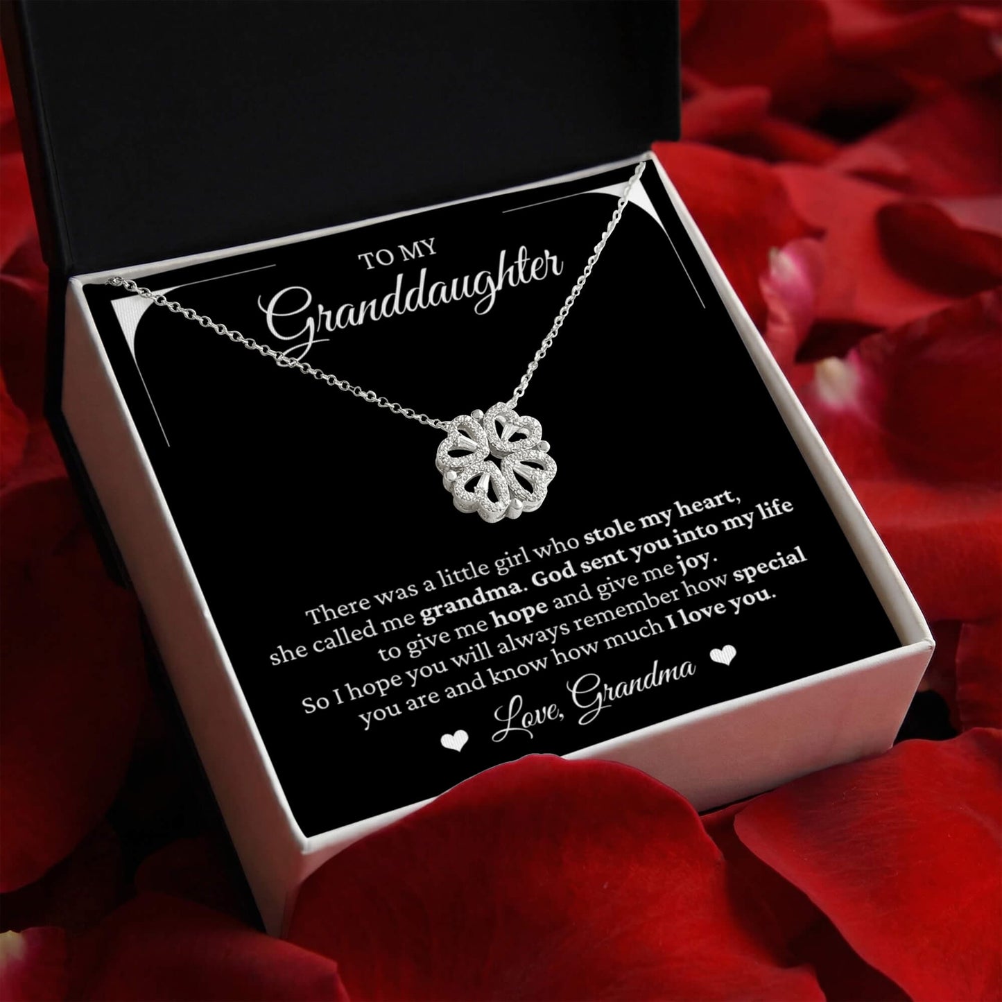 Four Heart Necklace - To My Granddaughter "God Sent You Into My Life"