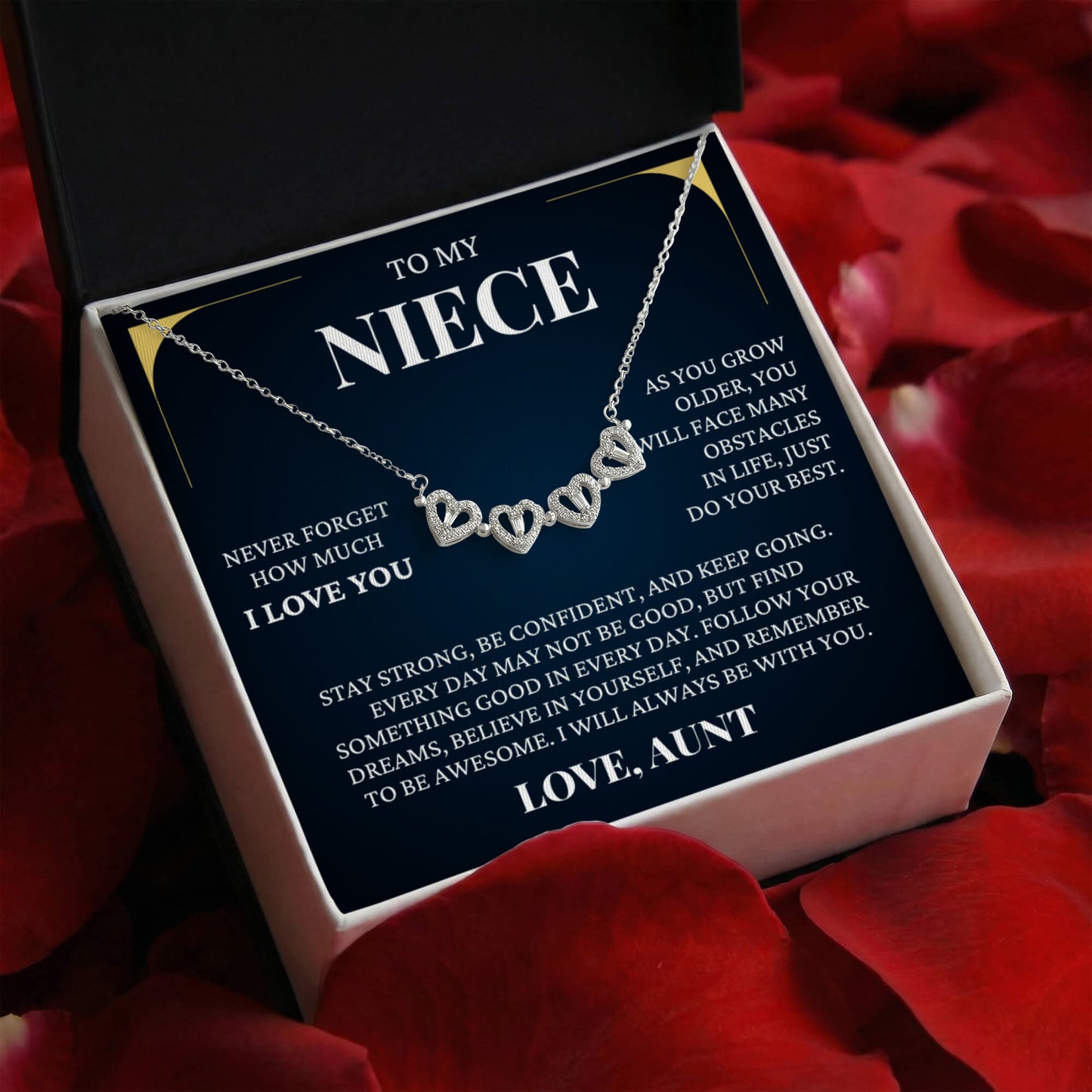 Four Heart Necklace - To My Niece "Keep Going"