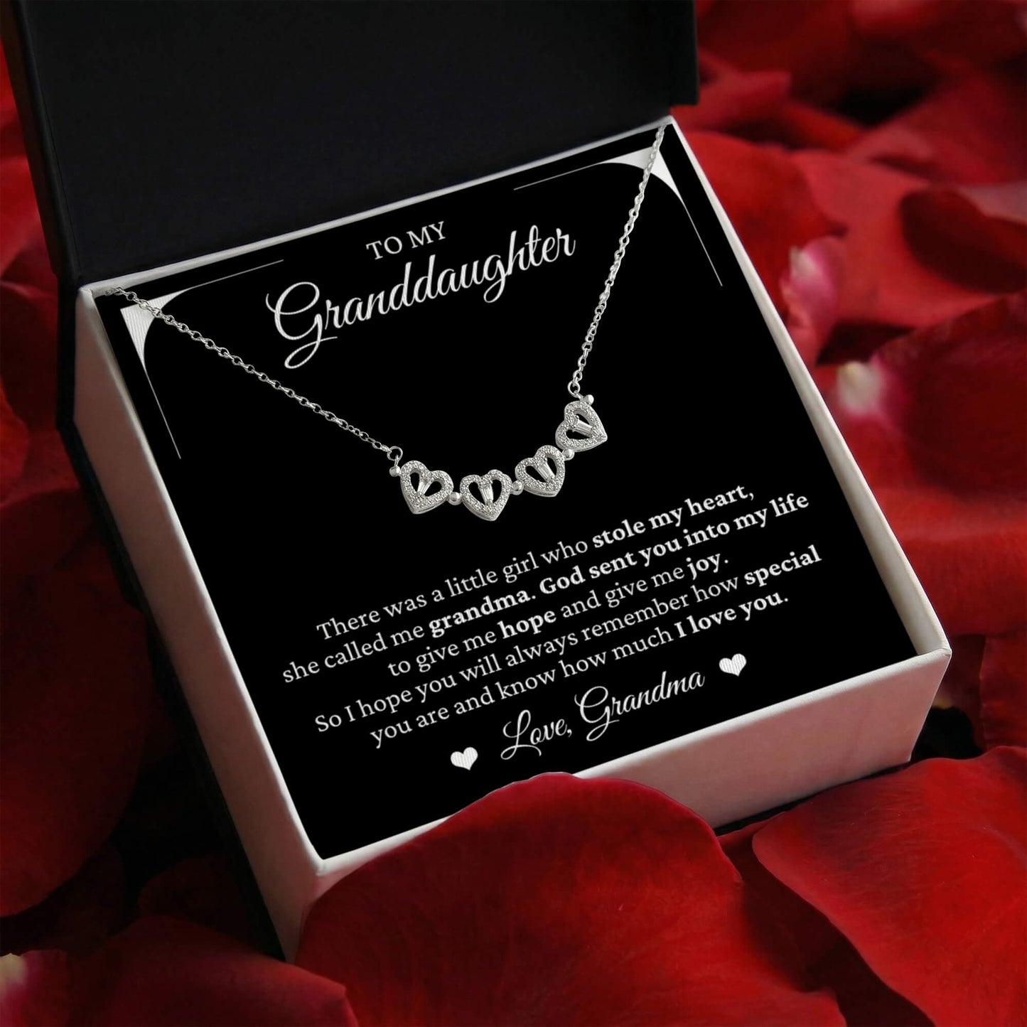Four Heart Necklace - To My Granddaughter "God Sent You Into My Life"