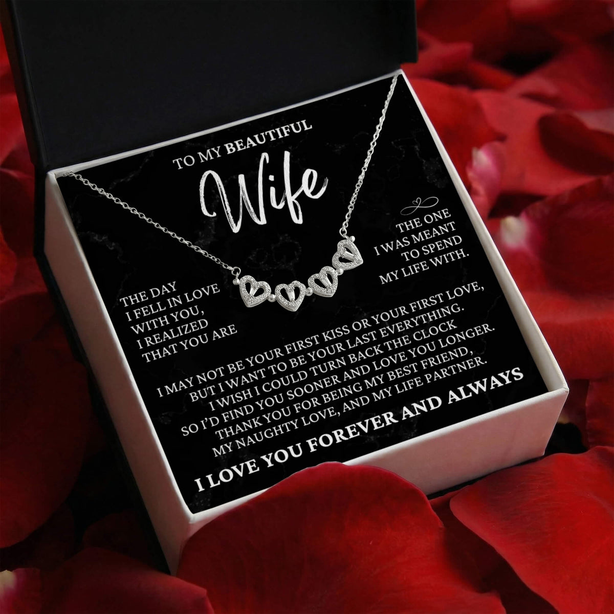 Four Hearts Necklace - To My Beautiful Wife "My Life Partner"