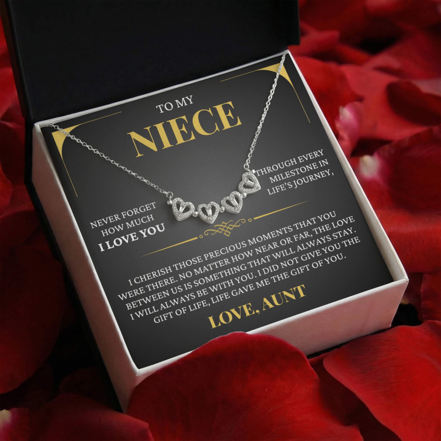 Four Heart Necklace - To My Niece "Life Gave Me The Gift of You"
