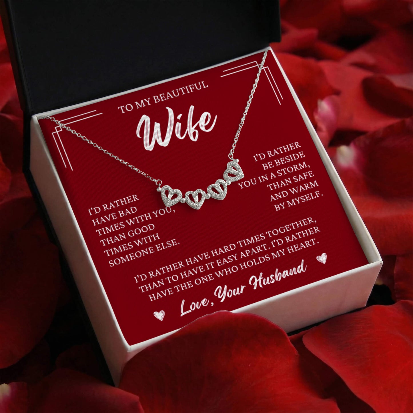 Four Heart Necklace - To My Beautiful Wife