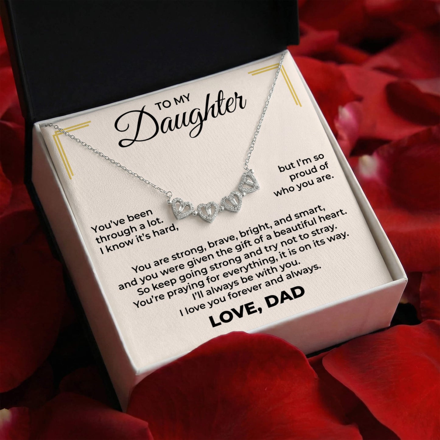 Magnetic Hearts Necklace - To My Beautiful Daughter "I'll Always Be With You"