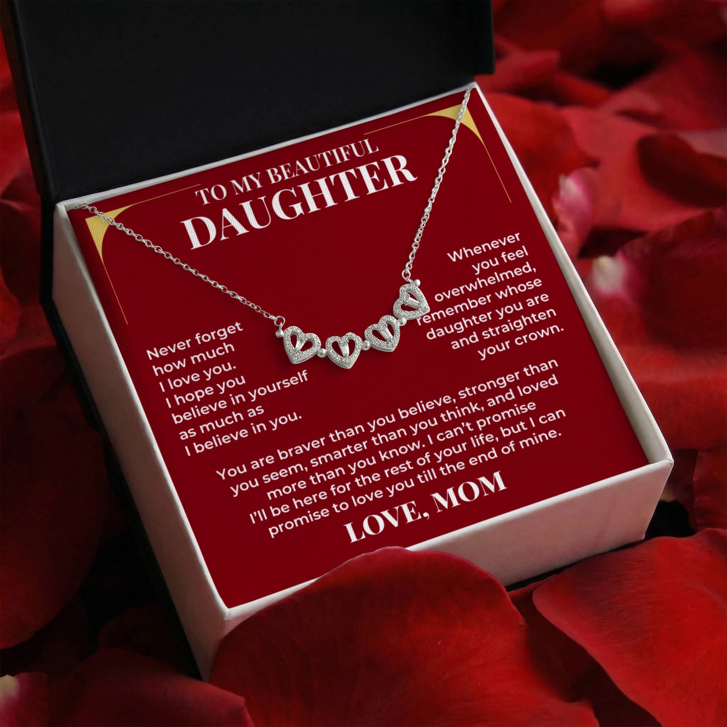 Magnetic Hearts Necklace - To My Daughter "Never Forget How Much I Love You"