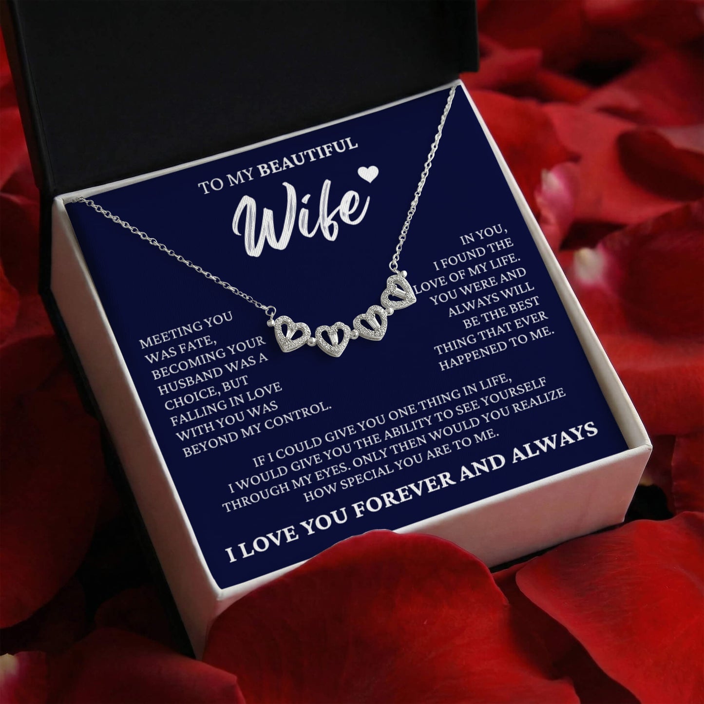 Four Heart Necklace - To My Beautiful Wife "Meeting You Was Fate"