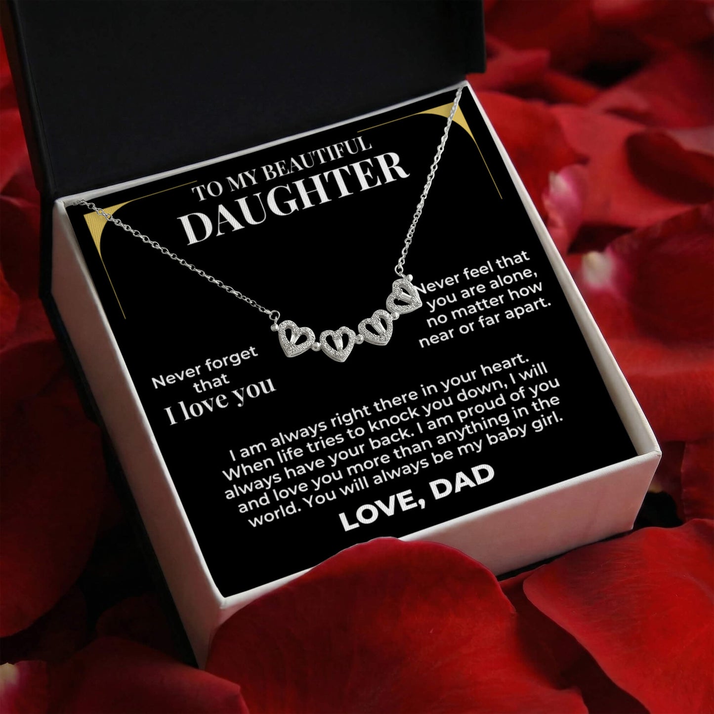 Magnetic Hearts Necklace - To My Beautiful Daughter "I Am Proud Of You"