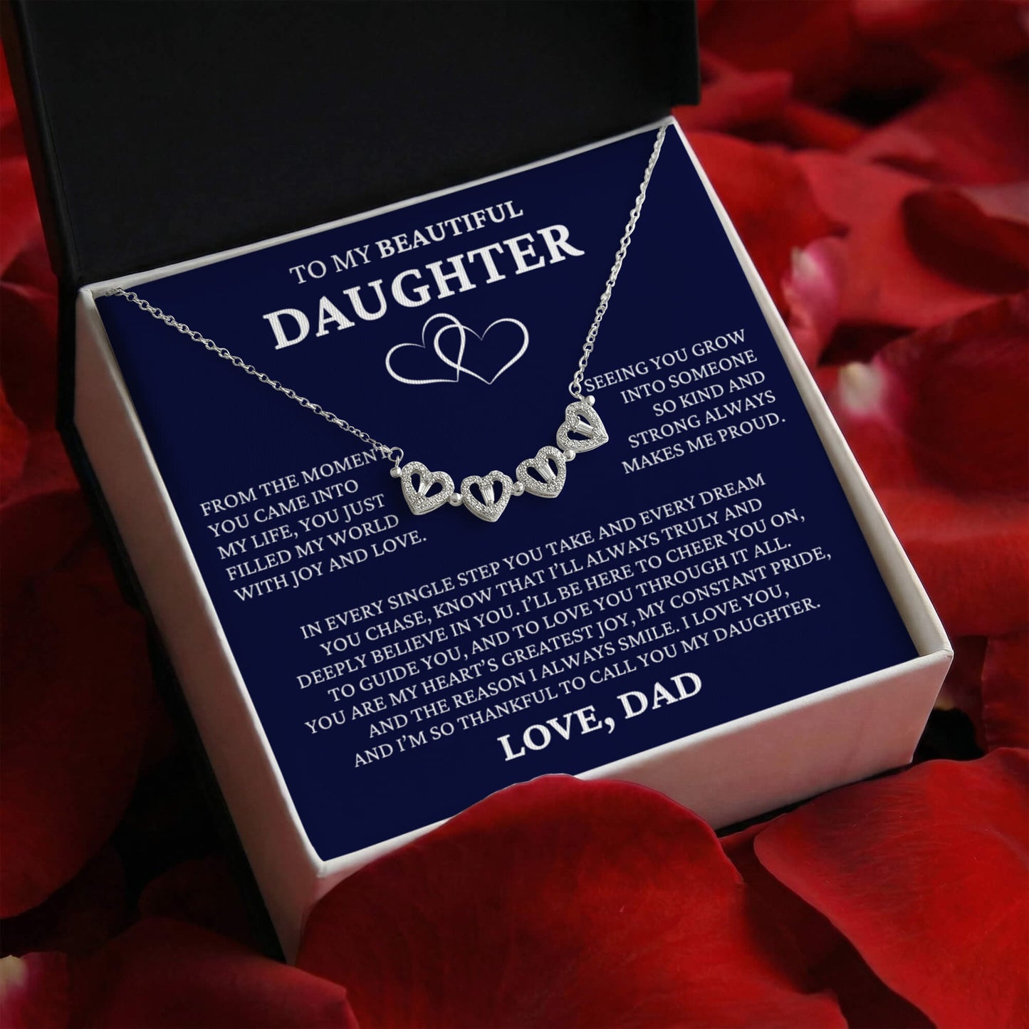 Four Heart Necklace - To My Beautiful Daughter "I Love You"