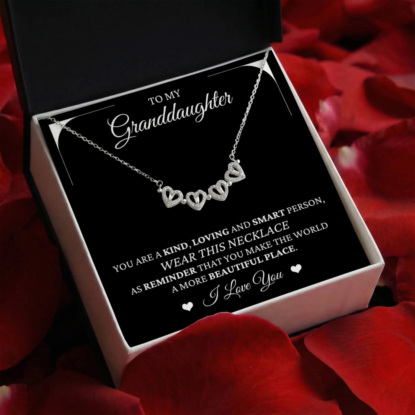 Four Heart Necklace - To My Granddaughter "I Love You"