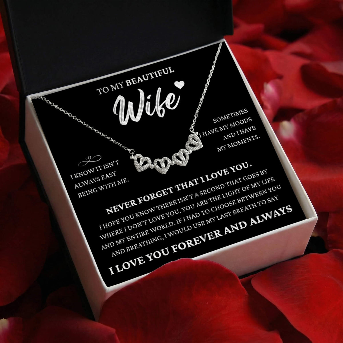 Four Hearts Necklace - To My Wife "Never Forget That I Love You"