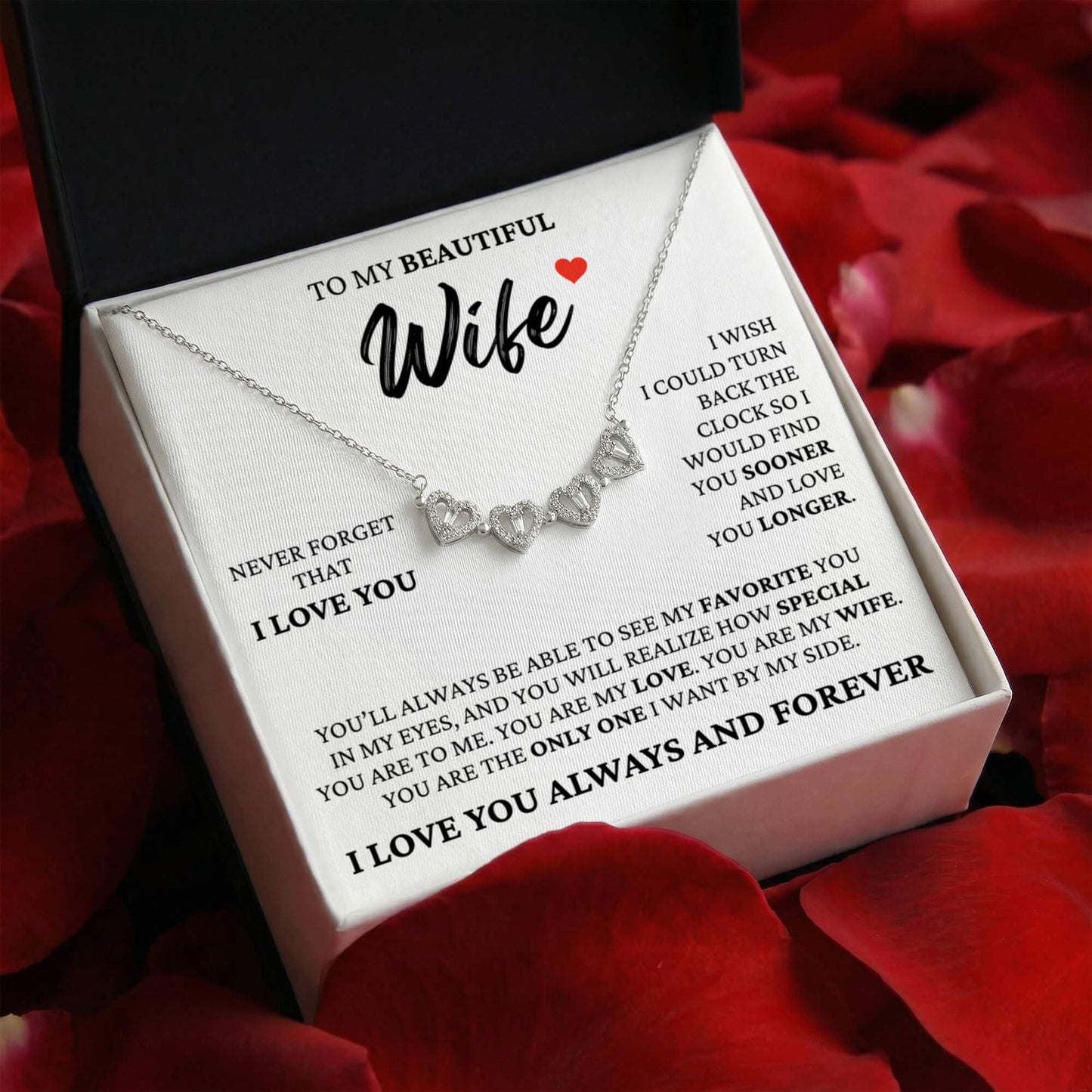 Four Heart Necklace - To My Beautiful Wife "My Favorite You"