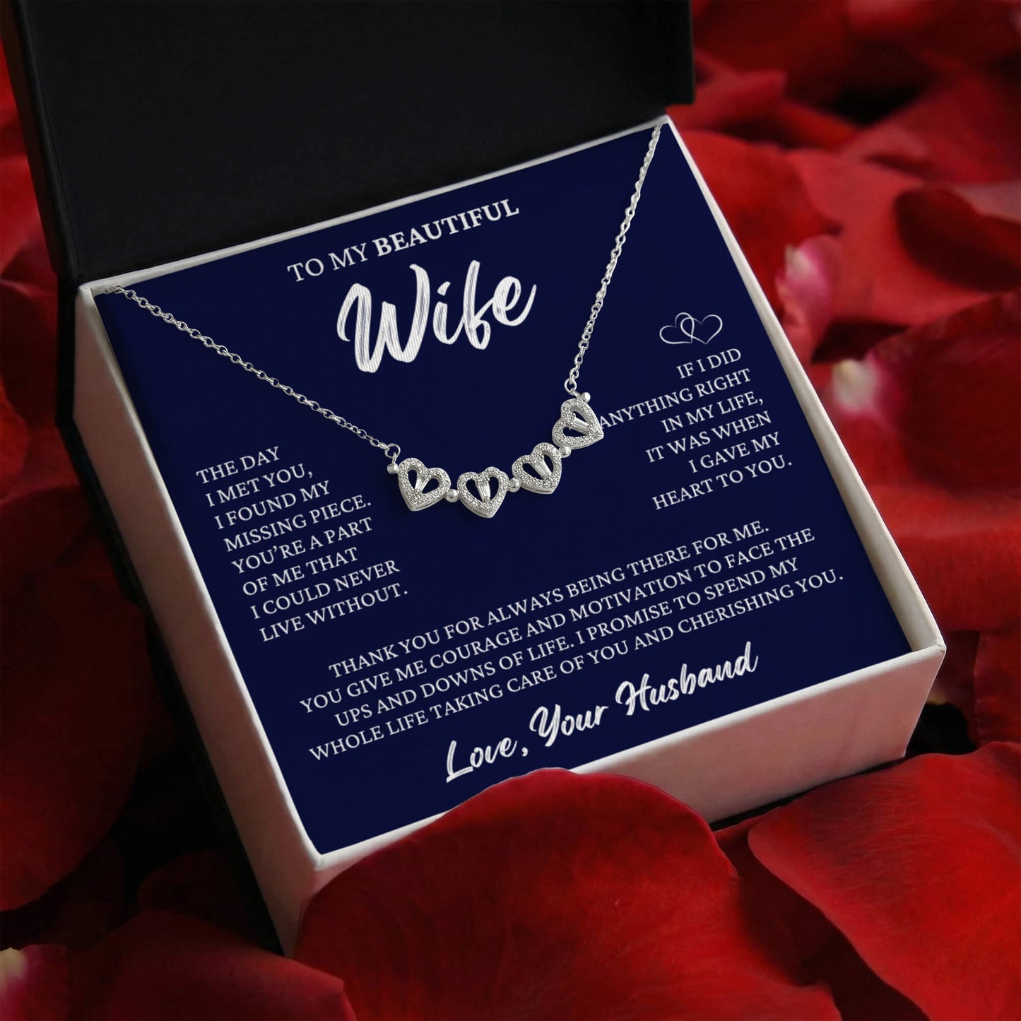 Four Heart Necklace - To My Beautiful Wife "I Gave My Heart To You"