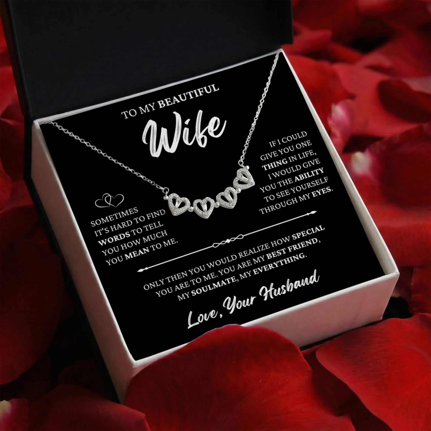 Four Heart Necklace - To My Beautiful Wife "My Everything"