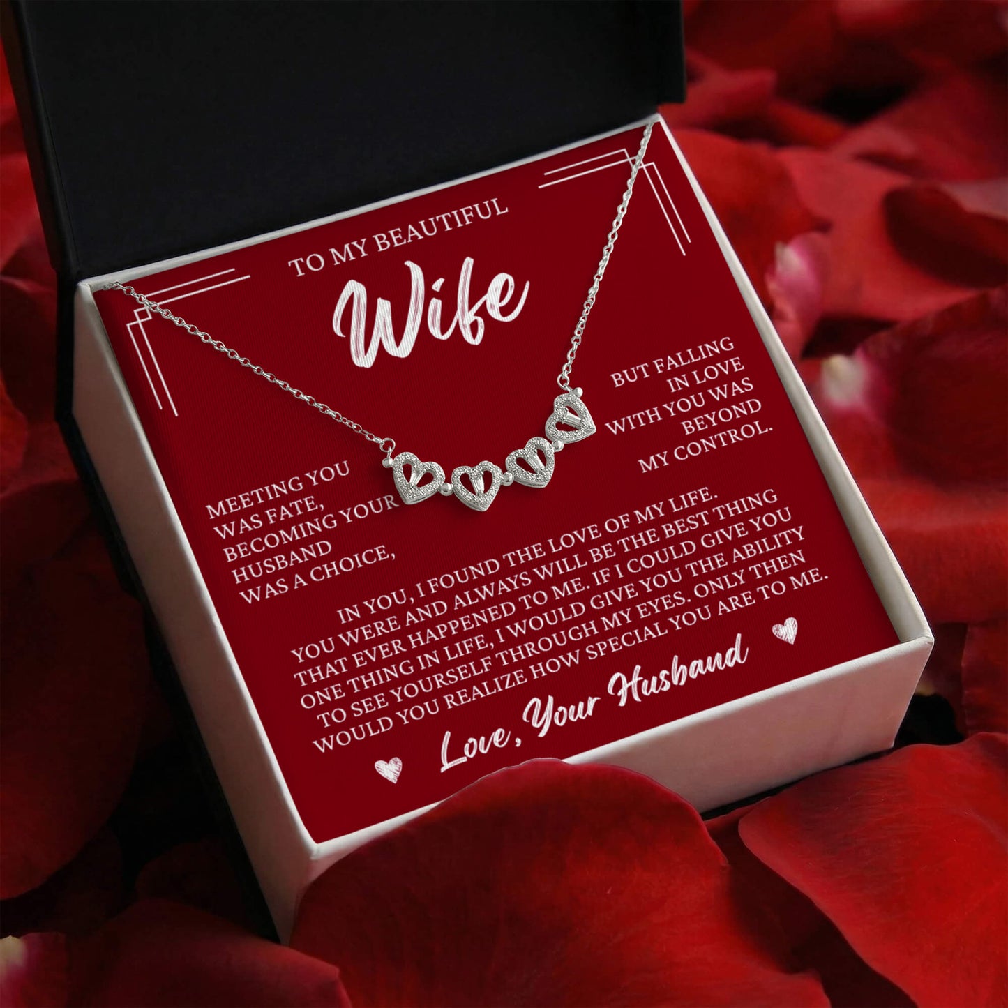 Four Heart Necklace - To My Beautiful Wife