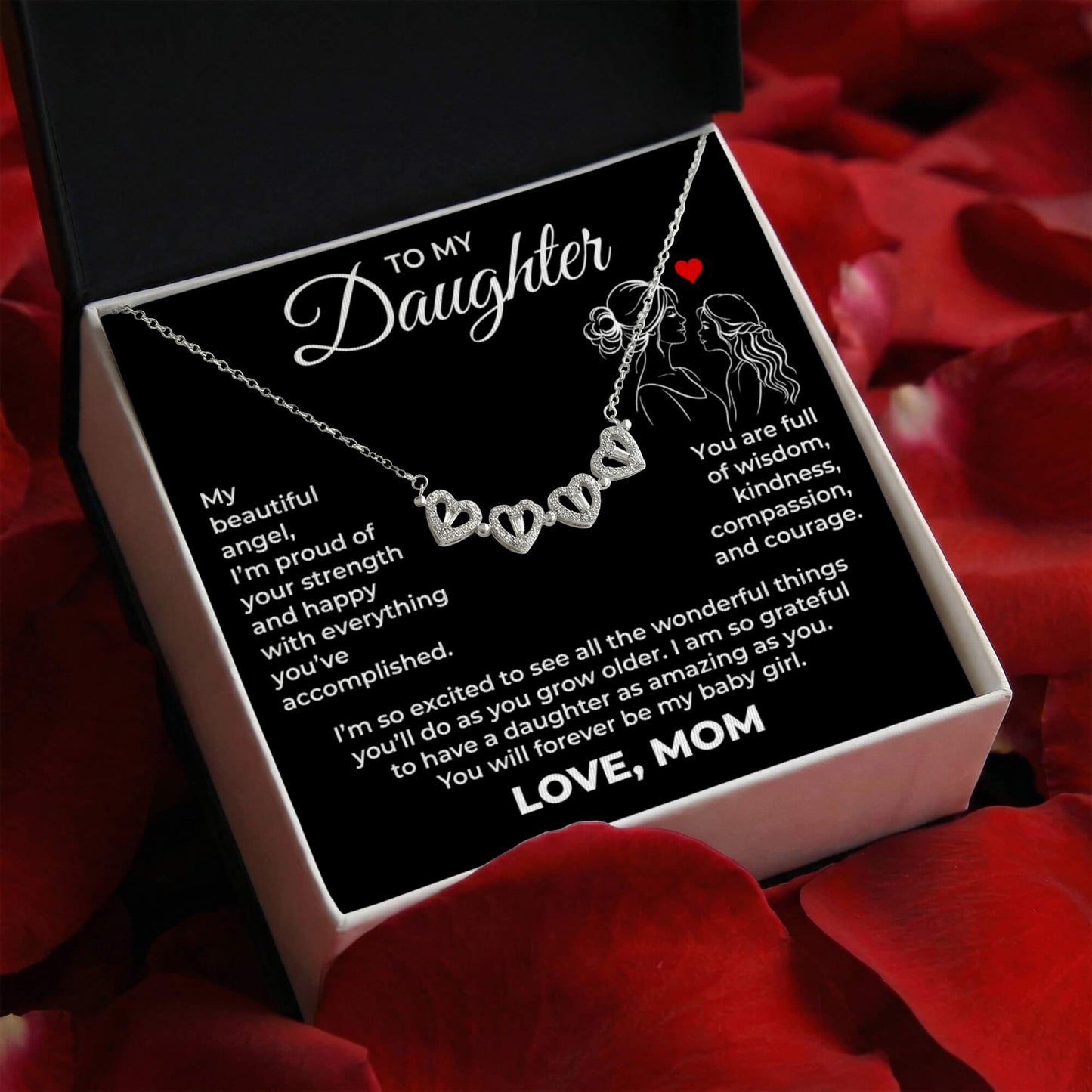 Magnetic Hearts Necklace - To My Daughter "My Beautiful Angel"