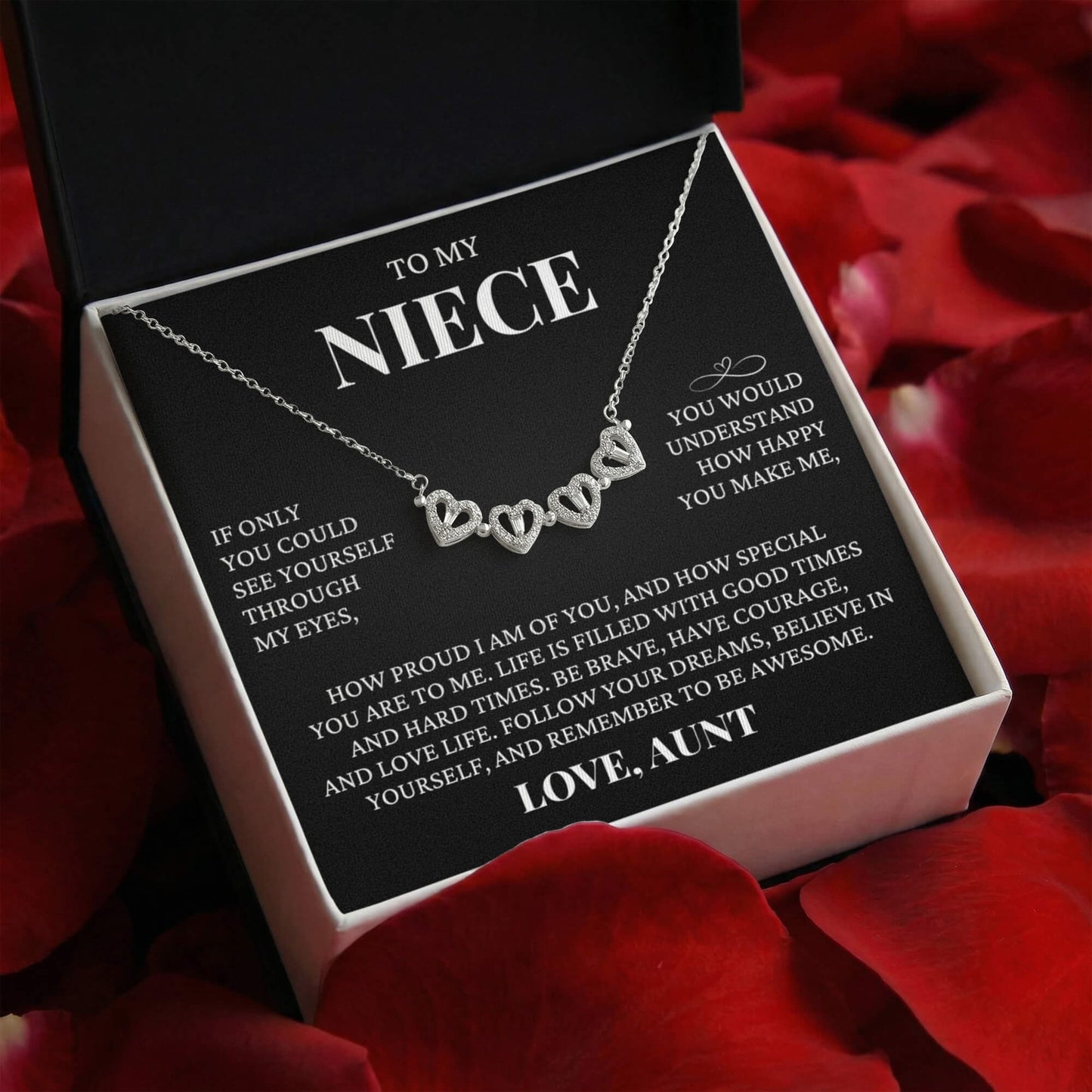 Four Heart Necklace - To My Niece "Follow Your Dreams"