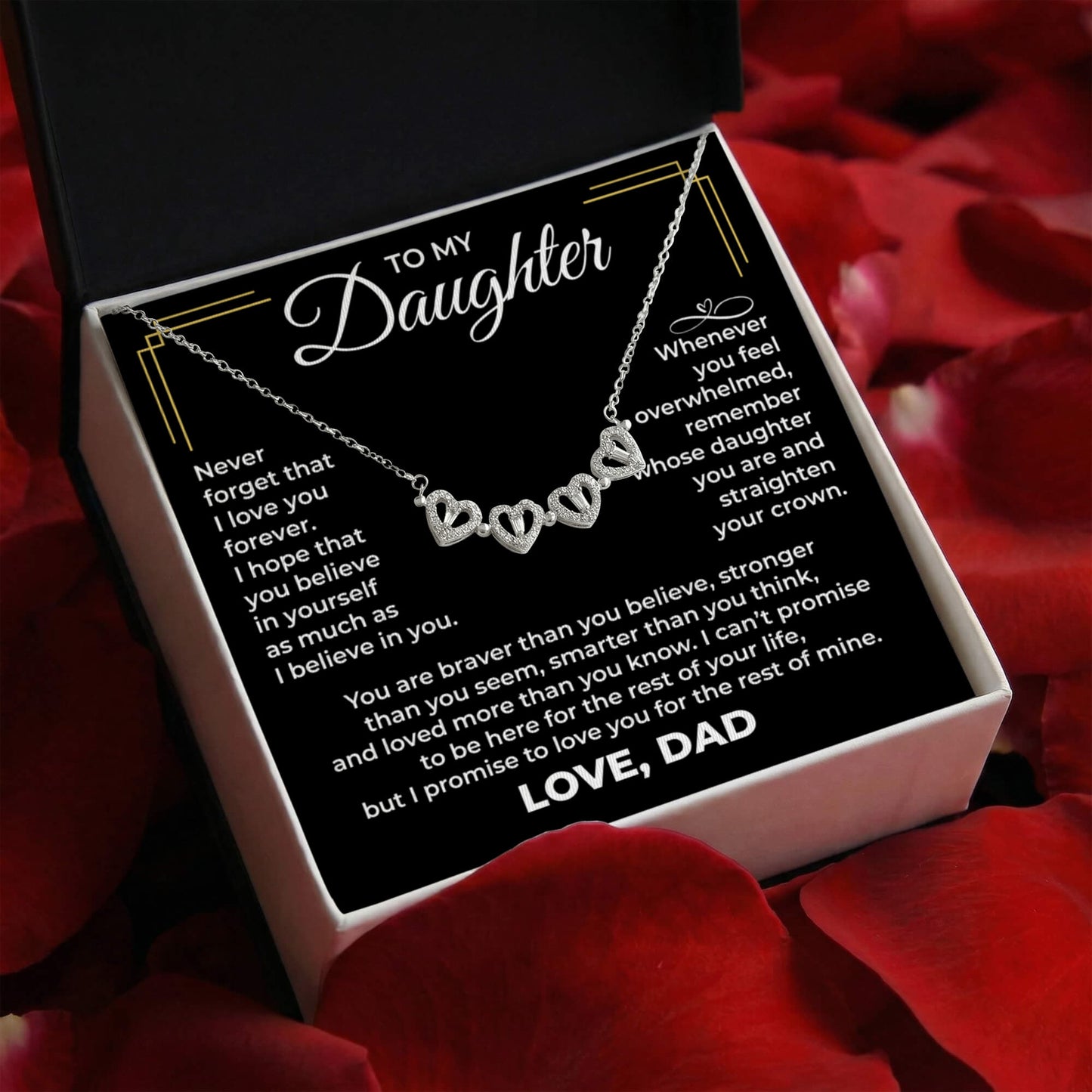 Magnetic Hearts Necklace - To My Daughter "Straighten Your Crown"