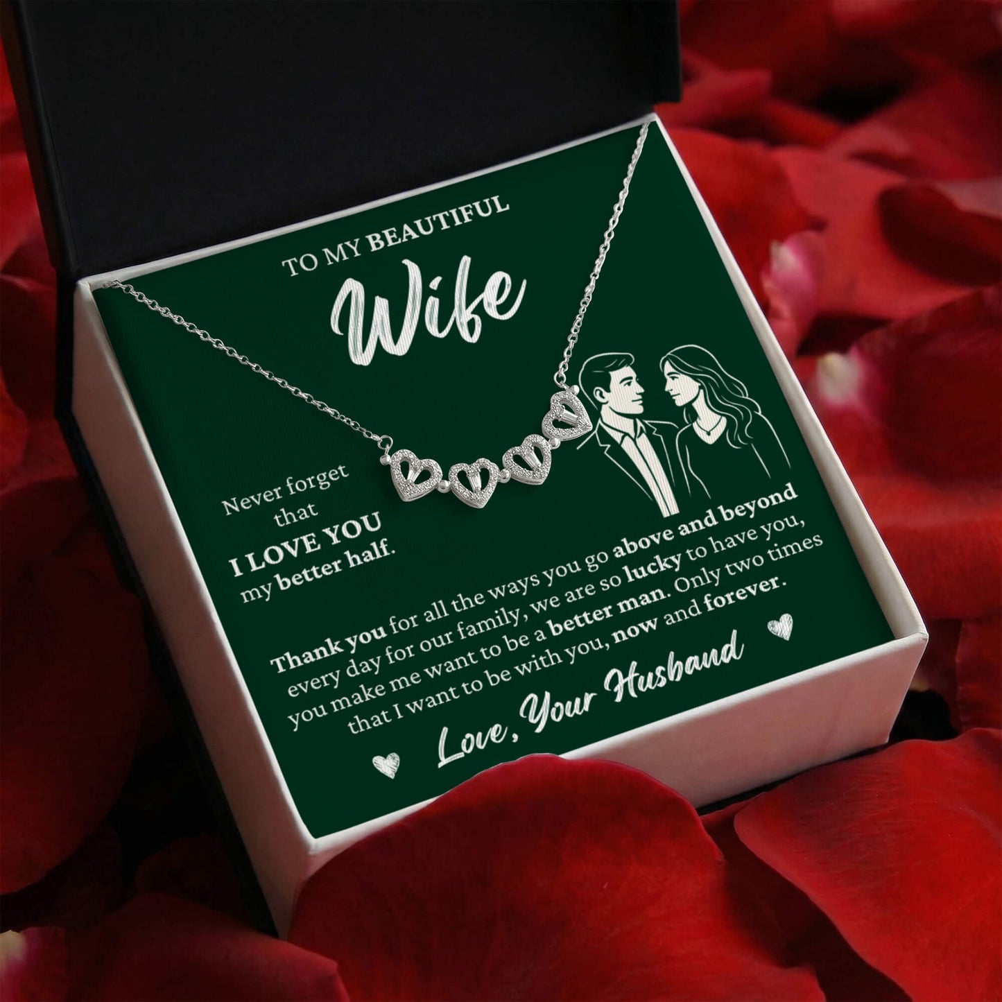 Four Heart Necklace - To My Beautiful Wife