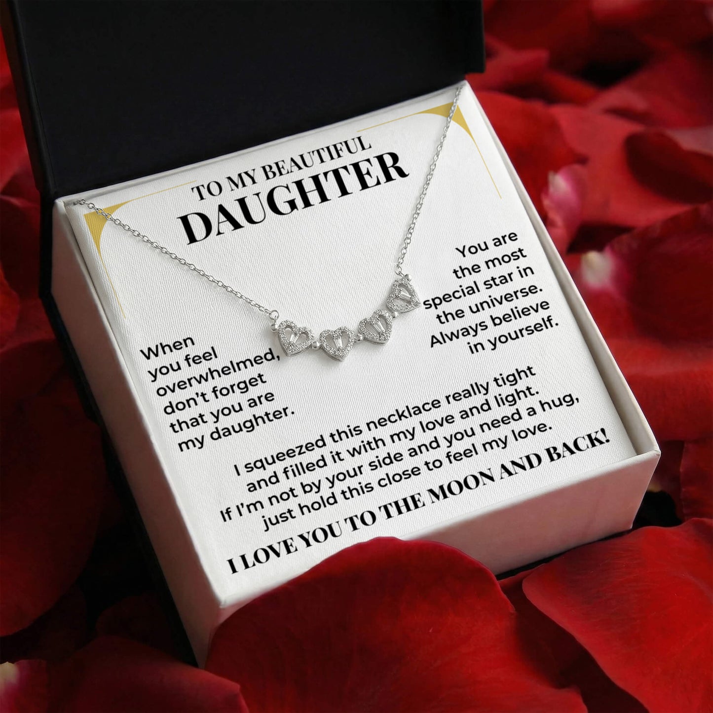 Magnetic Hearts Necklace - To My Beautiful Daughter "Always Believe In Yourself"