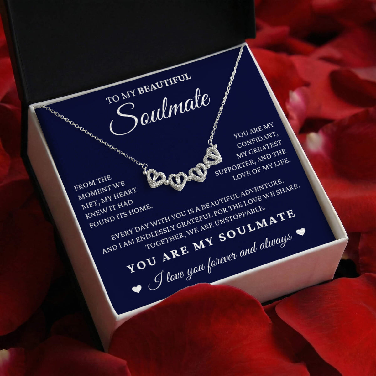 Four Hearts Necklace - To My Beautiful Soulmate "You Are My Confidant"