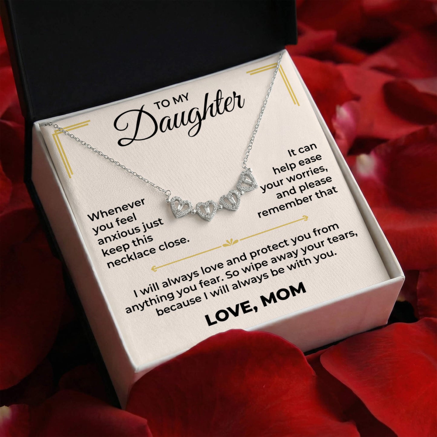 Magnetic Hearts Necklace - To My Beautiful Daughter "I Will Always Be With You"