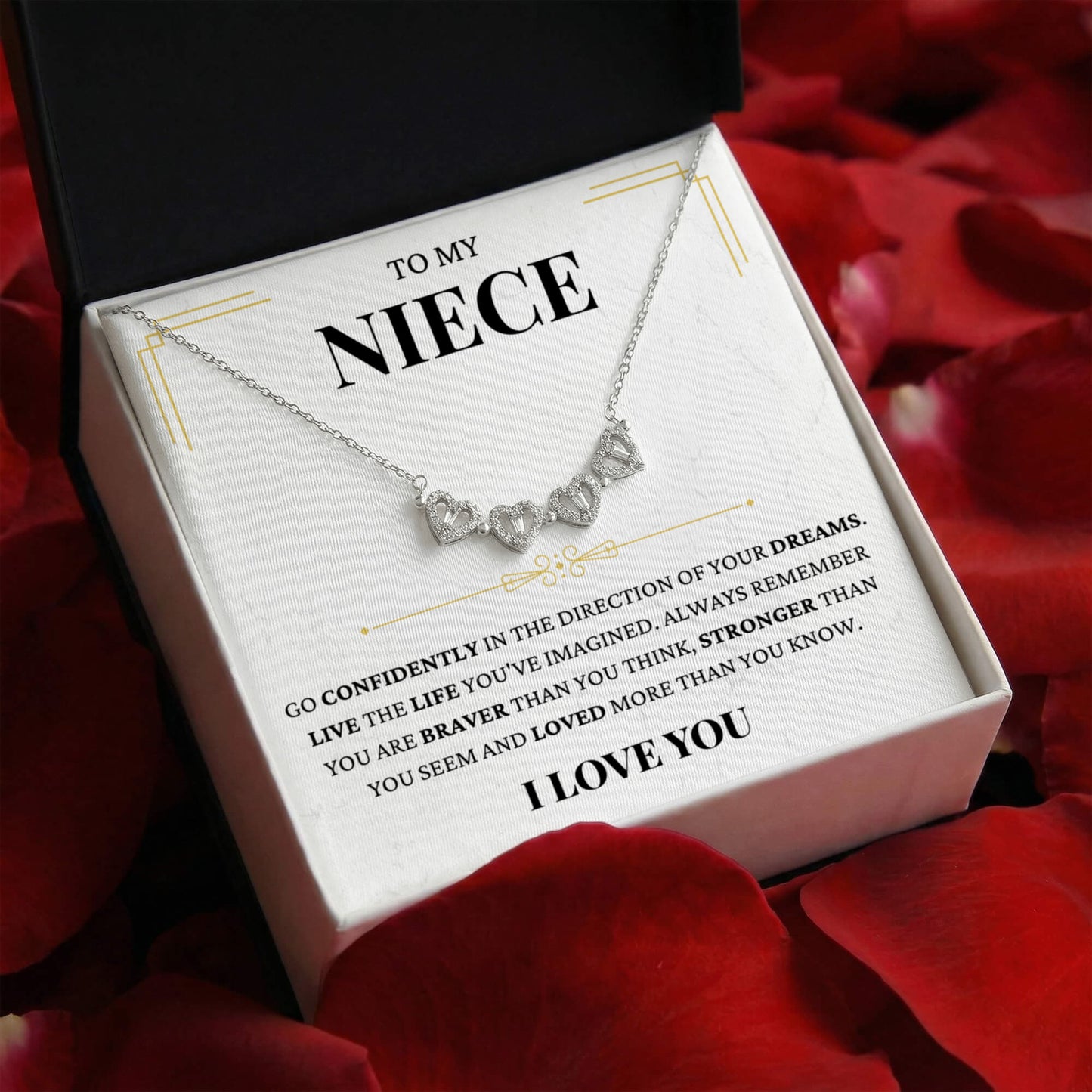 Four Heart Necklace - To My Niece "Live The Life You've Imagined"