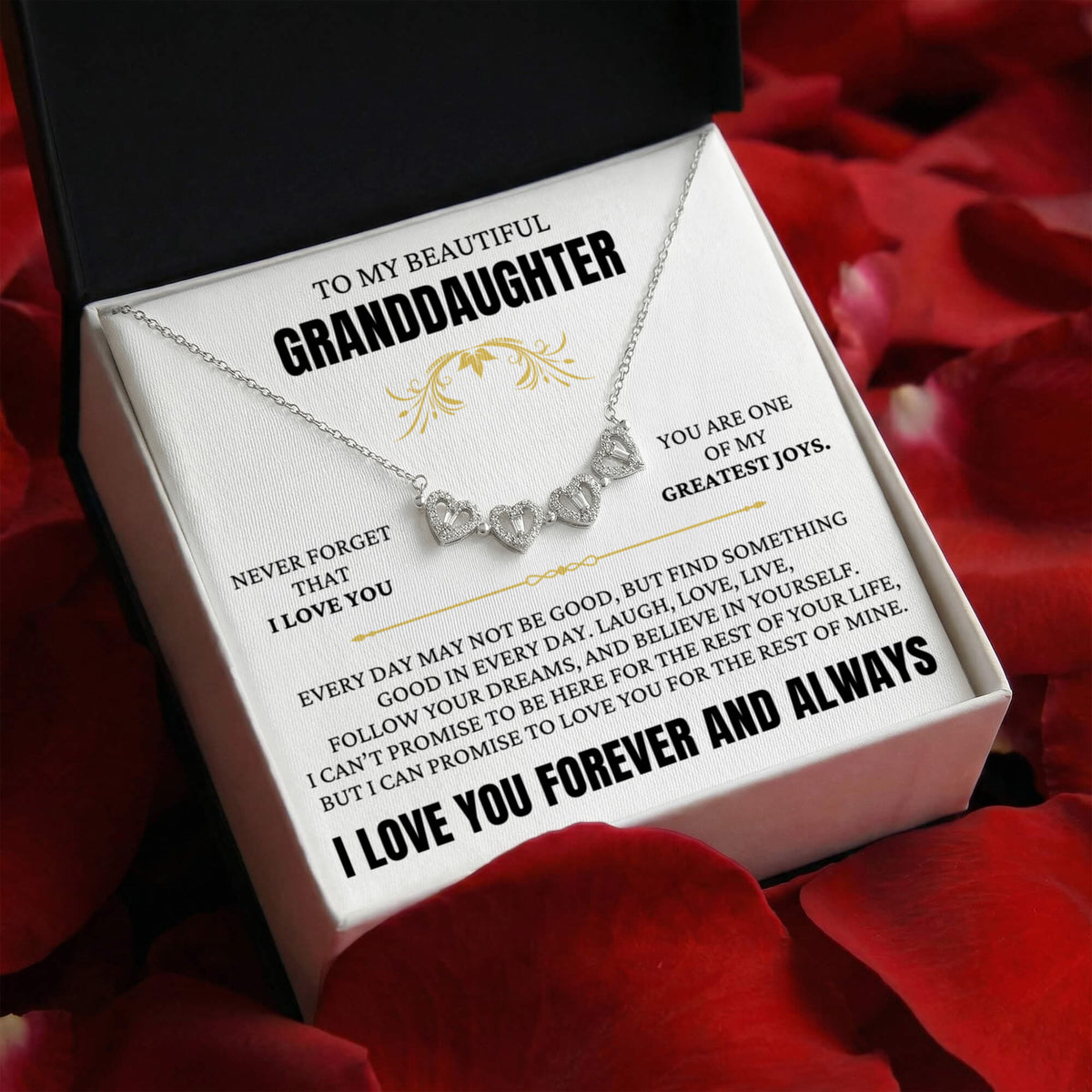 Four Heart Necklace - To My Beautiful Granddaughter "You Are One Of My Greatest Joy