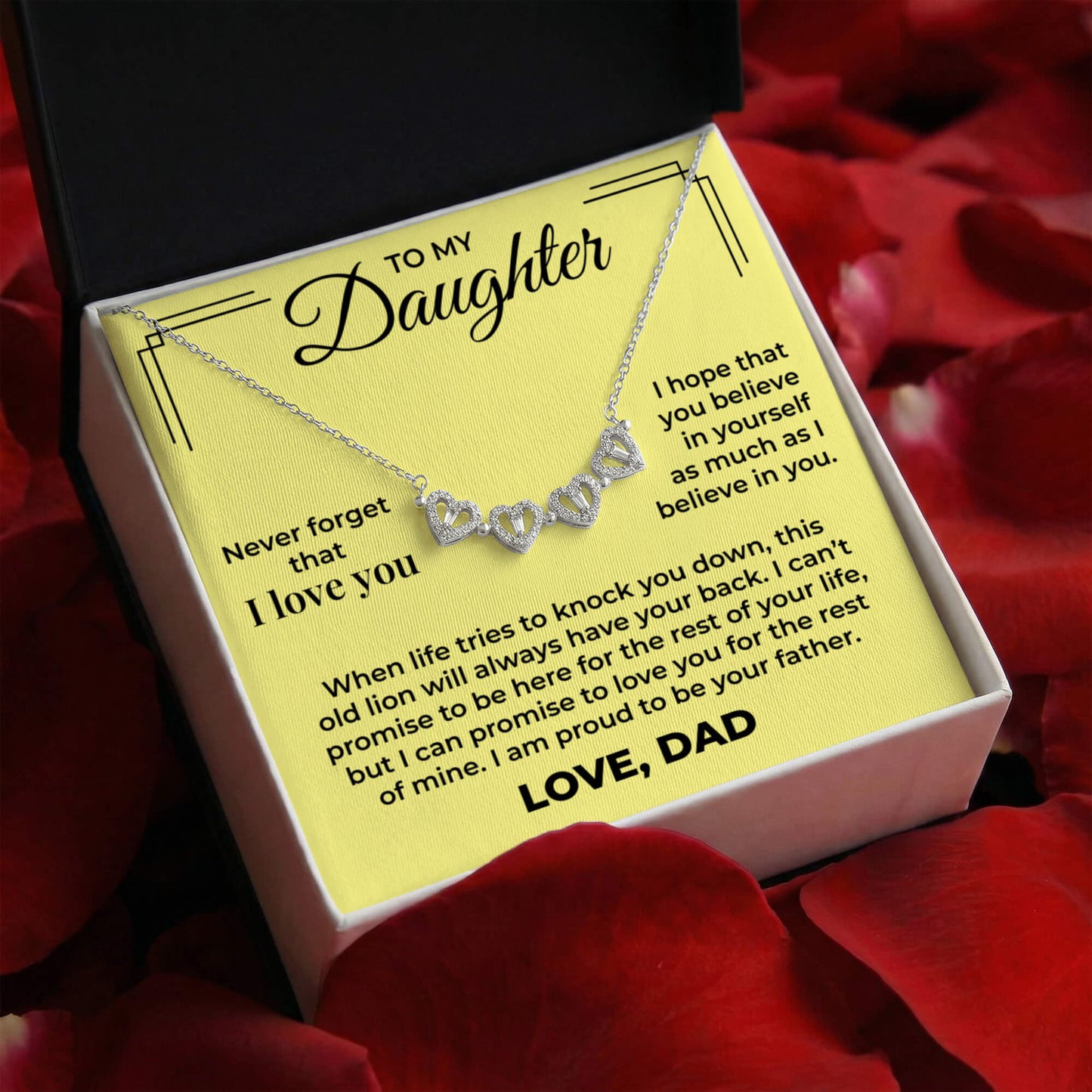Magnetic Hearts Necklace - To My Daughter "Believe In Yourself"