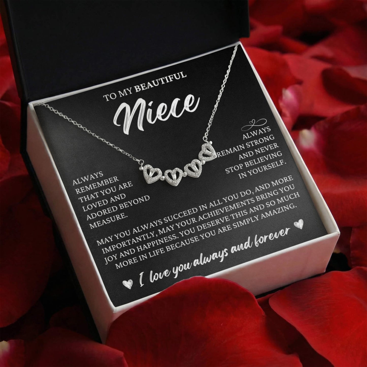 Four Heart Necklace - To My Beautiful Niece "You Are Simply Amazing"