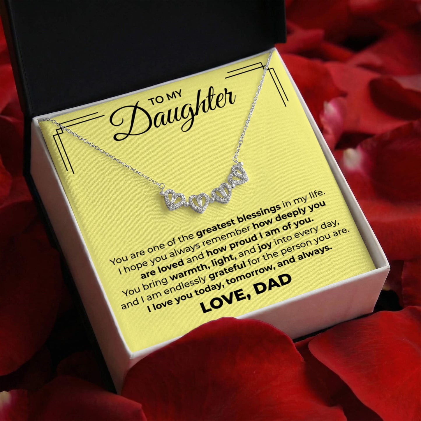 Magnetic Hearts Necklace - To My Daughter "I Love You Today, Tomorrow and Always"