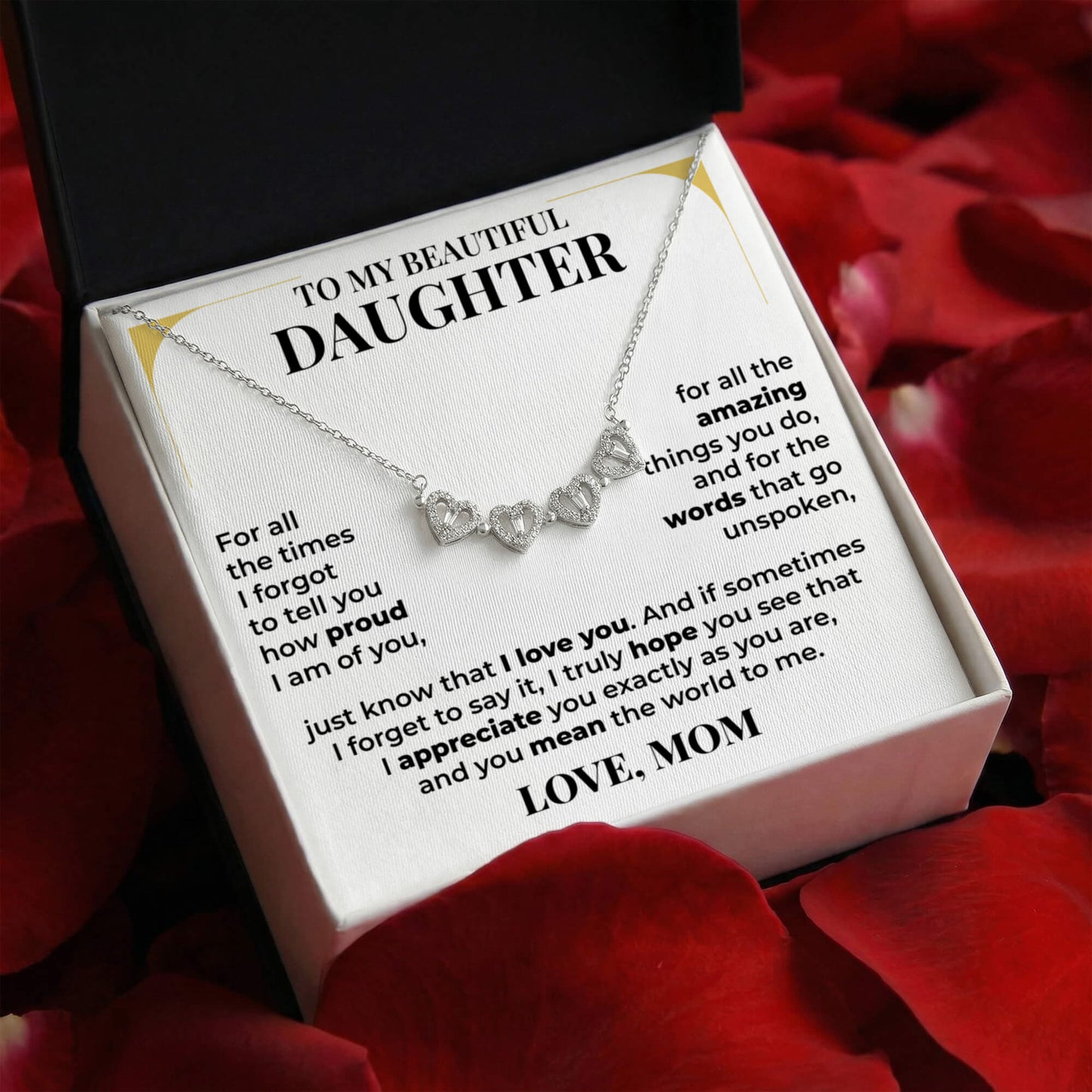 Magnetic Hearts Necklace - To My Daughter "I Love You"
