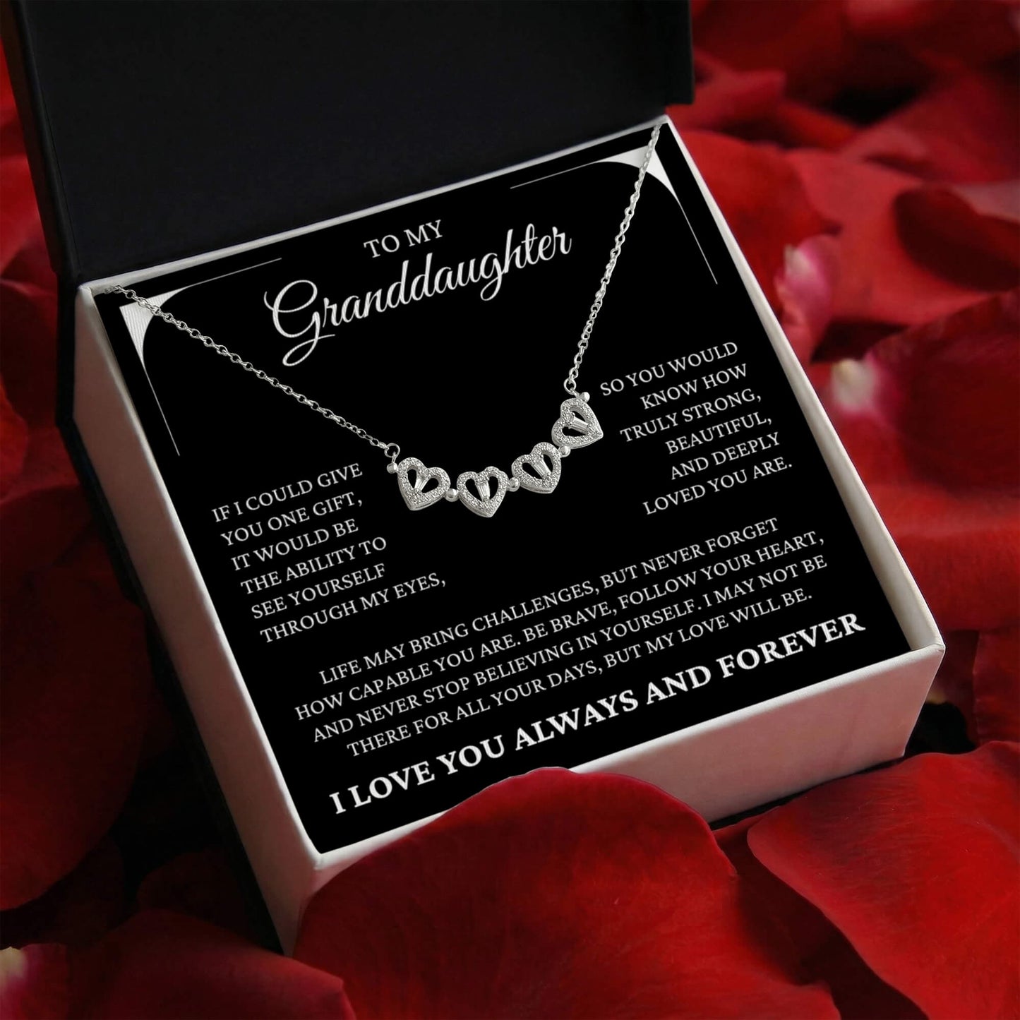 Four Heart Necklace - To My Granddaughter "Never Stop Believing In Yourself"