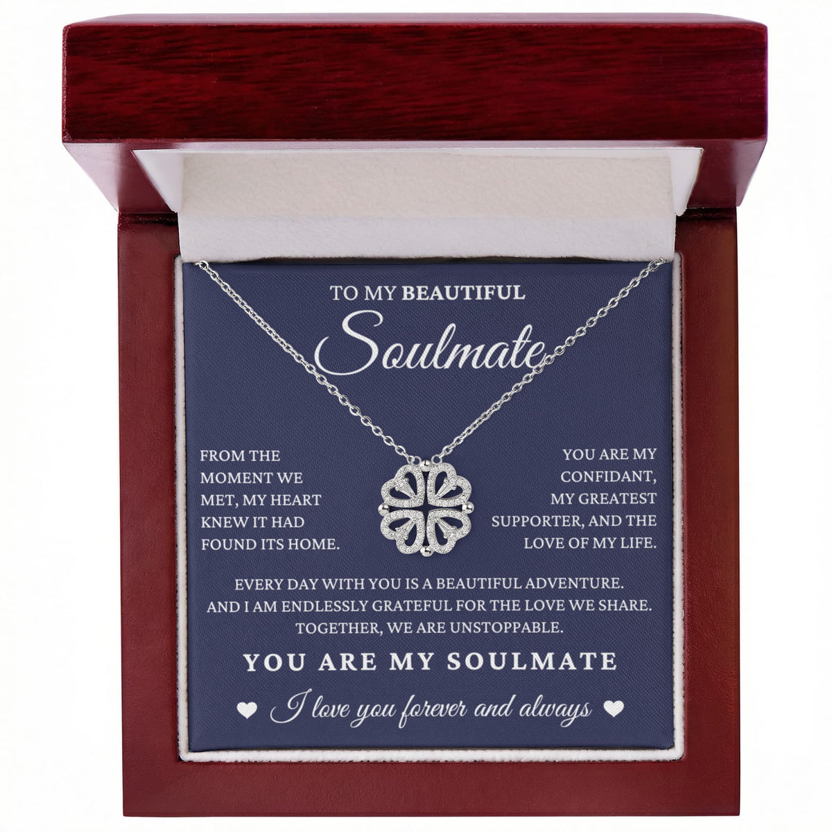 Four Hearts Necklace - To My Beautiful Soulmate "You Are My Confidant"