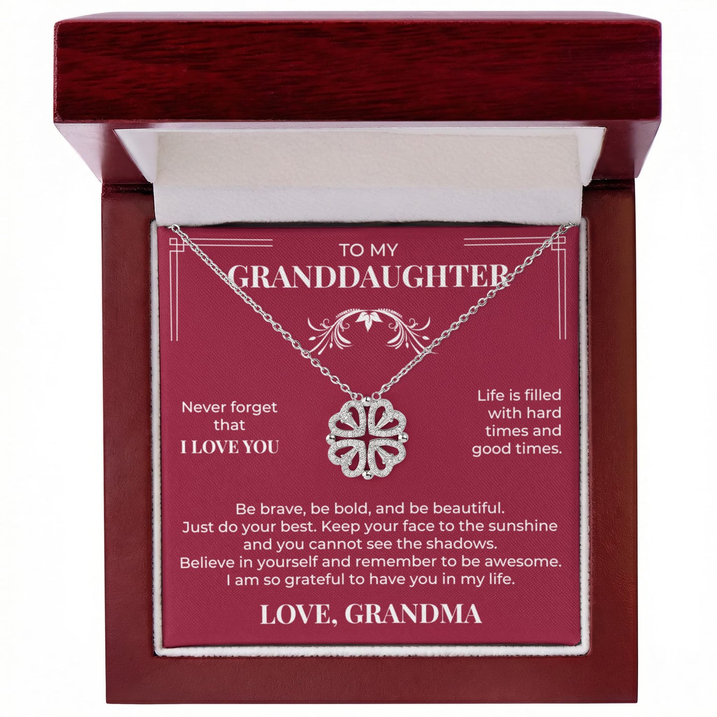 Four Heart Necklace - To My Granddaughter "Never Forget That I Love You"